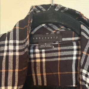 Sanctuary Black and White Plaid Wrapped Dress with Orange Accents